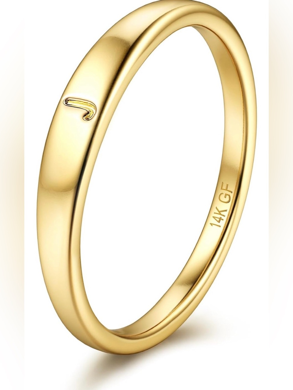 14K Gold Filled Minimalist Women’s Band Ring - Gold initials F